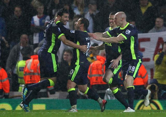 Antolin Alcaraz celebrates the Wigan winner