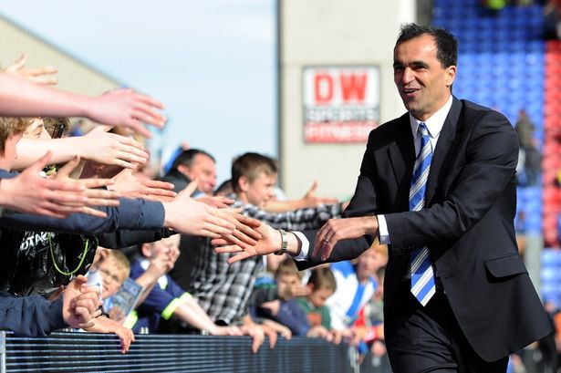 Roberto Martinez with the fans