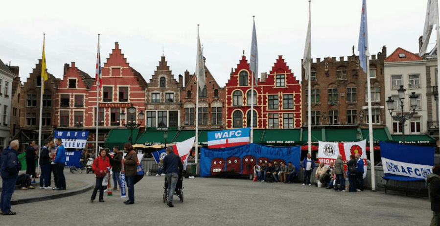 Wigan Banners in Market Square, Bruges