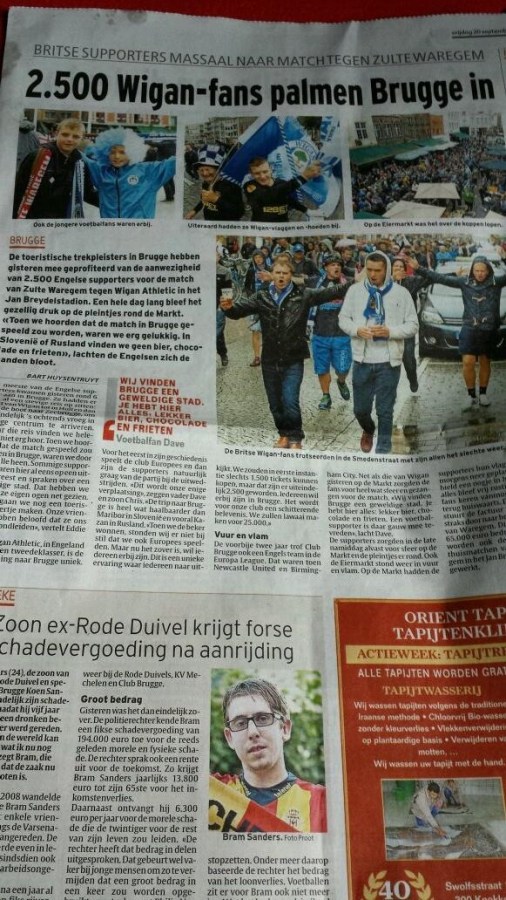 Belgian press reaction to the Wiganers invasion