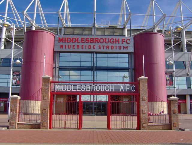 Front of the Riverside Stadium in Middlesbrough